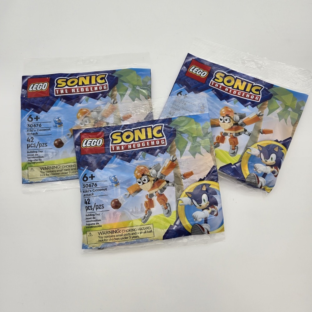 Lot of 3 LEGO Sonic the Hedgehog Kiki's Coconut Attack Polybag 30676 Sealed‎